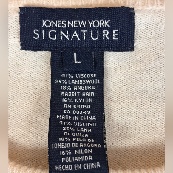 Jones New York Beaded Women’s Large Lamb Wool Angora Blend Cardigan Sweater - Picture 6 of 8